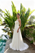 Beautiful White Strapless Chiffon Floral Flowy Beach Wedding Dresses,WD0626