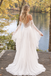 Beautiful Ivory V Neck Long Sleeve Pleated A Line Wedding Dresses,WD0664