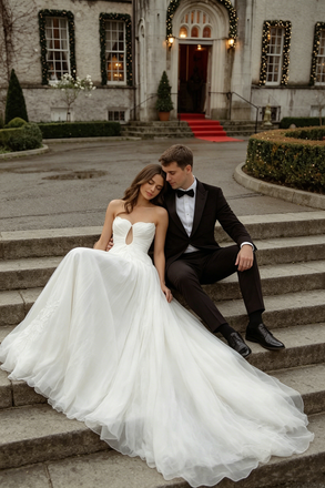 Stunning Strapless Pleated A Line Wedding Dresses Modern Chic Floor Length Gown,WD0616