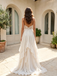 Romantic Halter Neck Lace Chiffon Wedding Dresses High Slit Pleated Bridal Gown,WD0631