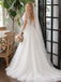 Ivory Lace Bodice A-Line Tulle Wedding Dresses with Flutter Sleeves,WD0657