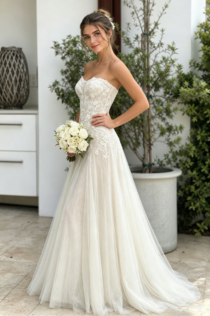 Modern Sweetheart Lace Wedding Dresses Floor Length Mermaid Bridal Gown,WD0653