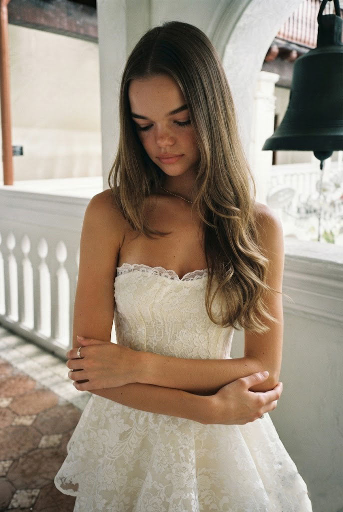 Stunning White Strapless A-Line Tiered Lace Wedding Dresses for a Beautiful Modern Bride,WD0629
