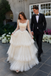 Elegant Square Neck Long Sleeve Ball Gown Floor Length Tiered Lace Wedding Dresses,WD0647