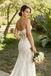 Sexy Deep-V Cutout Floral Lace Mermaid Wedding Dresses with High Slit,WD0605