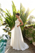 Beautiful White Strapless Chiffon Floral Flowy Beach Wedding Dresses,WD0626