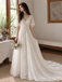 Modern Classy A-Line V-Neck Wedding Dresses Flutter Sleeves Floral Appliques,WD0666