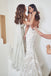 Elegant Applique White Spaghetti Strap Mermaid Long Wedding Dresses With Sweep Trailing,WD0579
