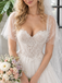 Ivory Lace Bodice A-Line Tulle Wedding Dresses with Flutter Sleeves,WD0657