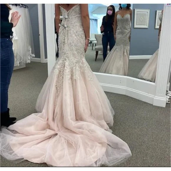 Elegant White Sweetheart Sleeveless Mermaid Long Wedding Dresses With Sweep Trailing,WD0569