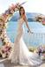 Elegant Floral Embroidered Mermaid Wedding Dresses With Delicate Spaghetti Straps,WD0607