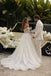 Stunning Off-The-Shoulder Lace Wedding Dresses With Sheer Long Sleeves,WD0635