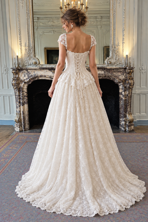 Fancy Ivory Cap Sleeve Corset Lace Wedding Dresses,WD0676