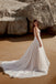 Exquisite Floral Lace Applique Illusion Bodice Tulle A Line Beach Wedding Dresses,WD0587