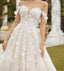 Elegant Off Shoulder Off-White Floral Lace A Line Wedding dresses,WD0588