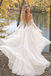 Beautiful Ivory V Neck Long Sleeve Pleated A Line Wedding Dresses,WD0664