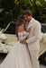 Stunning Off-The-Shoulder Lace Wedding Dresses With Sheer Long Sleeves,WD0635