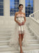Classy Fancy Strapless High Low Wedding Dresses Ivory Tulle Rose Appliques,WD0624