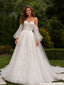 Beautiful White Lace A Line Wedding Dresses Featuring Romantic Off Shoulder Tulle,WD0608