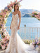 Elegant Floral Embroidered Mermaid Wedding Dresses With Delicate Spaghetti Straps,WD0607