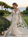 Elegant White Lace Bell Sleeve Mermaid Wedding Dresses Pretty V Neck Bridal Gown,WD0638