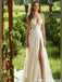 Modern Pleated Chiffon Wedding Dresses Strapless Side Slit Beach Bridal Gowns,WD0590