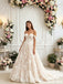 Elegant Off Shoulder Off-White Floral Lace A Line Wedding dresses,WD0588