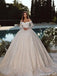 Elegant White Off-Shoulder Lace A-Line Long Wedding Dresses With Sweep Trailing,WD0561