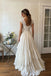 V Neck Cap Sleeve Floor Length A Line Wedding Dresses Tiered Lace Romantic,WD0649