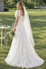 Pretty Vintage Square Neck Short Sleeve Lace Boho Wedding Dresses,WD0667