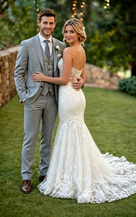 Sexy Lace Mermaid Wedding Dresses Sweetheart Illusion Bodice Long Bridal Gown,WD0589