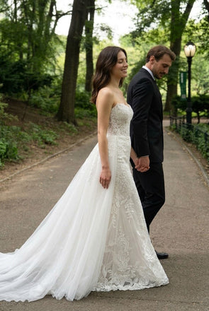 Beautiful Lace Mermaid Wedding Dresses Sexy Strapless Bridal Gown with Long,WD0620