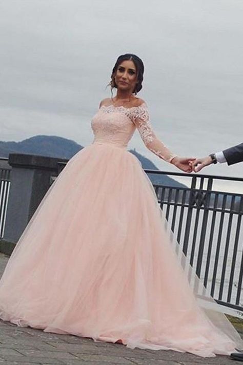 Elegant Pink Long Sleeve Lace Mermaid Long Wedding Dresses With Sweep Trailing,WD0572