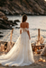 Unique Floral Lace Beach Wedding Dresses Off Shoulder Sweetheart A Line Tulle Skirt,WD0598