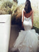 Elegant White Spaghetti Strap Mermaid Long Wedding Dresses With Sweep Trailing,WD0575
