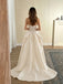 Beautiful Strapless Bow Corset High Low Lace Satin Wedding Dresses ,WD0643