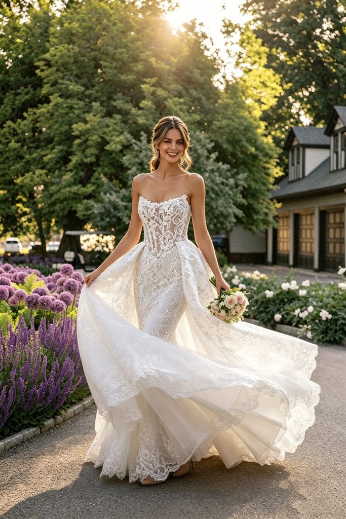 Unique Strapless Sleeveless Bridal Gown Lace Tulle Mermaid Long Wedding Dresses,WD0606