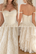 Beautiful Strapless Tiered Lace Champagne Corset Wedding Dresses,WD0654