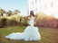 Elegant White Spaghetti Strap Mermaid Long Wedding Dresses With Sweep Trailing,WD0575