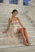 Classy Fancy Strapless High Low Wedding Dresses Ivory Tulle Rose Appliques,WD0624
