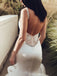 Elegant White Spaghetti Strap Mermaid Long Wedding Dresses With Sweep Trailing,WD0575