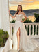 Unique Off the Shoulder Beaded Lace Wedding Dresses with High Slit Tulle Skirt,WD0595