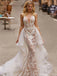 Elegant White Spaghetti Strap Mermaid Long Wedding Dresses With Sweep Trailing,WD0578