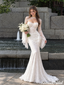 Elegant Ivory Lace High Neck Long Sleeve Mermaid Bridal Wedding Dresses,WD0658