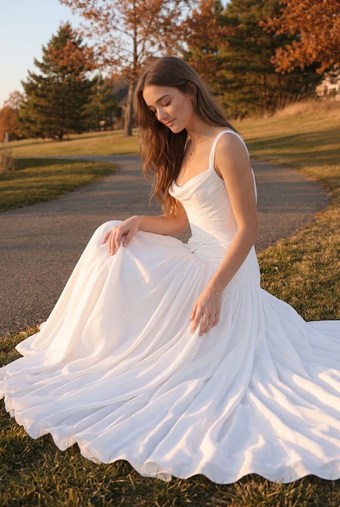 Unique Drape Off-shoulder A-line White Chiffon Wedding Dresses With Long Train,WD0614