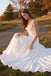 Unique Drape Off-shoulder A-line White Chiffon Wedding Dresses With Long Train,WD0614