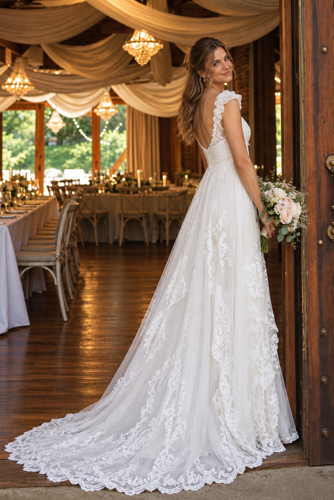 Fancy Romantic Sweetheart Sleeveless Chiffon Wedding Dresses,WD0668