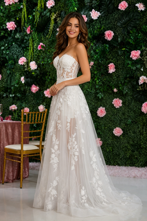 Unique Sweetheart Floral Lace Two-Piece Convertible Wedding Dresses,WD0604