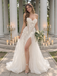 Stunning Sweetheart High Slit A Line Wedding Dresses Tulle 3D Floral Modern ,WD0665