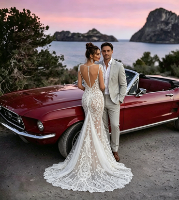 Sexy Mermaid Lace Wedding Dresses Long Sleeve Illusion Back Sheer Bridal Gown Maxi,WD0599